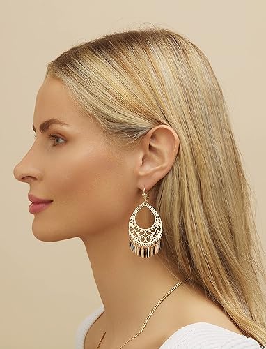 Miniatura 4 de Barzel Aretes colgantes de filigrana chapados en oro de 18 quilates fabricados en Brasil Latón