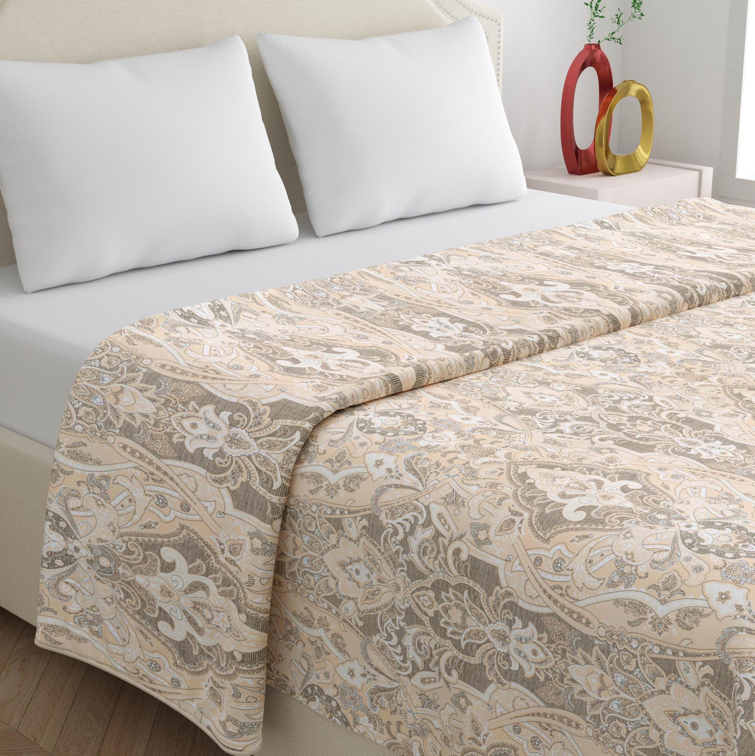 Home Ecstasy 3 Side Zipper Opening Duvet Cover for Double Bed 100% Cotton 300 TC (90 x 100 inch, Colour: Light Brown)-image-9