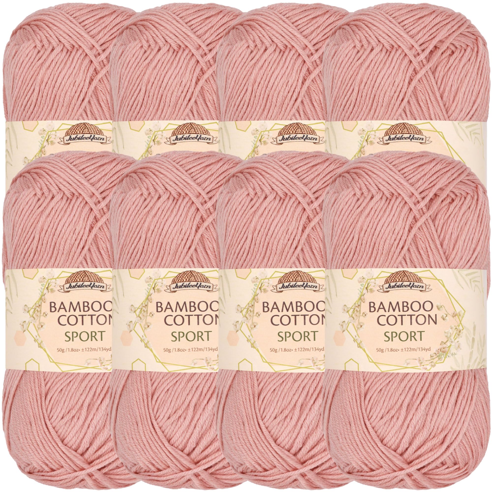 JubileeYarn Bamboo Cotton Sport Yarn - 50g/Skein - Dreamy Blush - 8 Balls — image 1