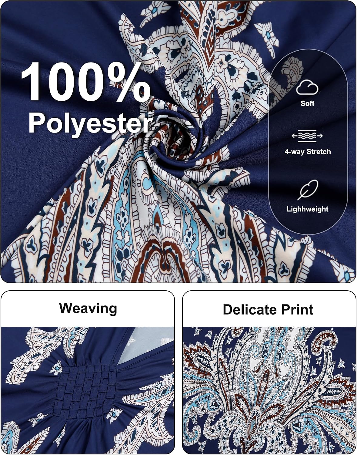 Bsubseach Kaftan Dresses for Women Paisley Print Batwing Sleeve Caftan | Cute Plus Size Moo Moos Dress, V Neck Swimsuit Cover Up, Lightweight Maxi Ethnic Loungewear