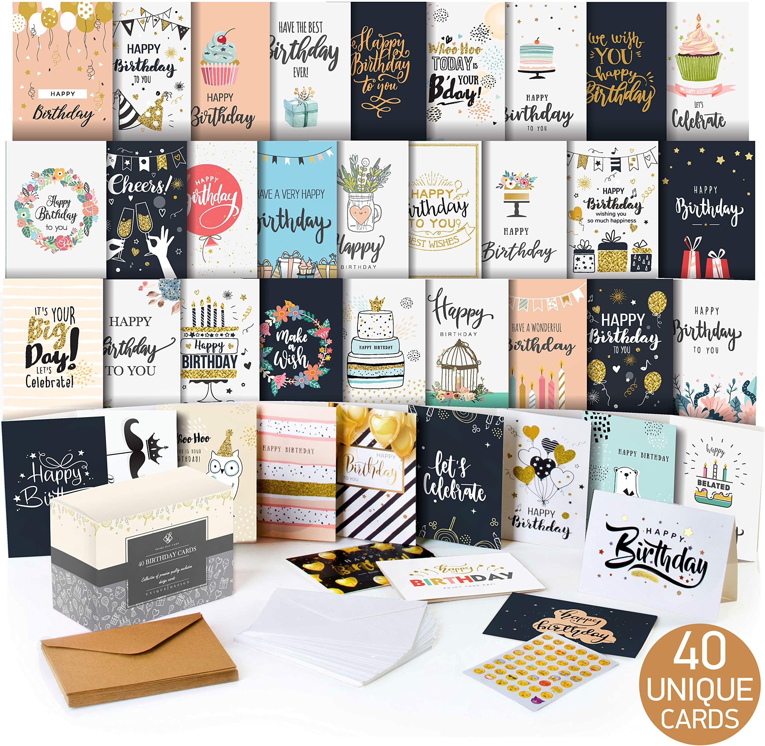 Office Birthday Cards for Employees & Coworkers 5x7 โ Happy Birthday Cards Assortment, Bulk Birthday Cards with Envelopes, Professional Greeting Messages Inside, 40-Count Box Variety