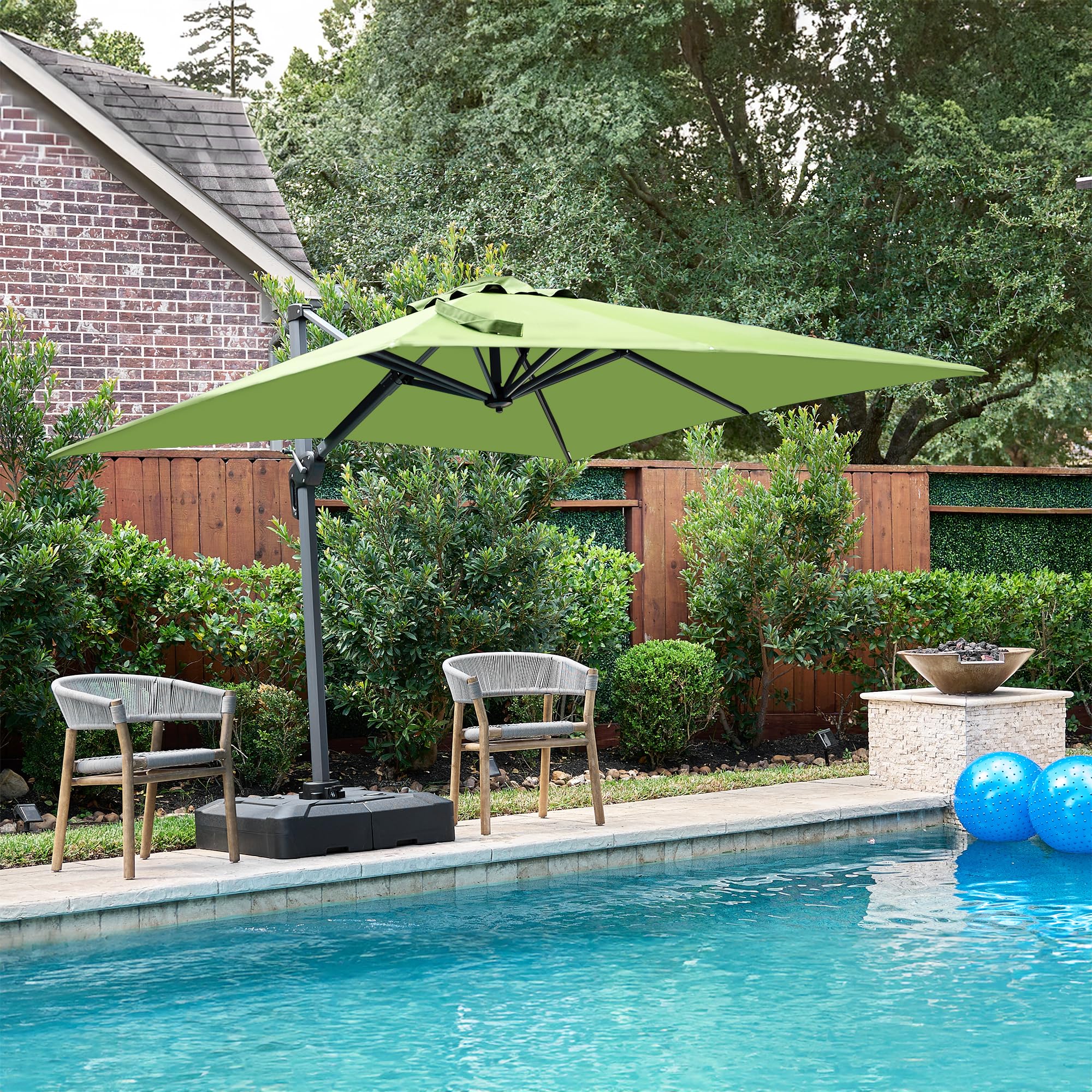 PURPLE LEAF Poolside Umbrella with Base 8' x 8' Seating Areas Apple Green