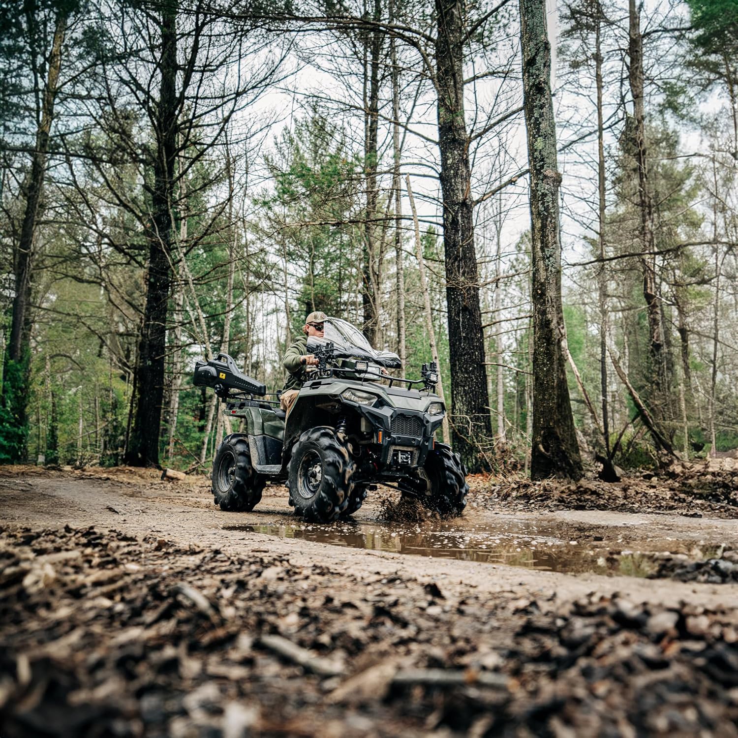 Black Boar ATV Windshield w/Hardware - Features Wrap-Around Design that Shields Hands - Crafted of Heavy Duty Clear Acrylic - Easily Mounts onto Handlebars to Deflect Wind, Rain, Mud & Insects (66031)