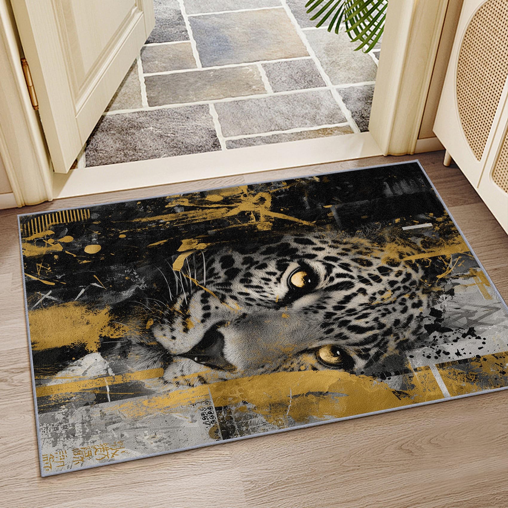 Mistela Leopard Teppich 200x200 cm Tiermotiv