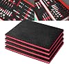 Precision Defined Tool Box Foam - Protective Inserts for Cases, Polyethylene Tool Foam for Cases, Cushion Insert for Toolboxes - BlackRed 40.6 x 30.4 x 2.54 cm, 4 pack