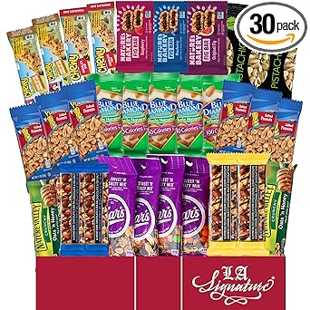 Ultimate Healthy Care Package (30 Count) - Bars & Nuts Variety- Gift Box Bundle Present - Kids, Adults, Boys, Girls, College Student,