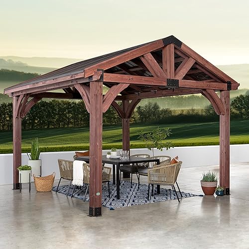 Backyard Discovery 12 x 12 Cedar Wood Walnut Stained Gazebo
