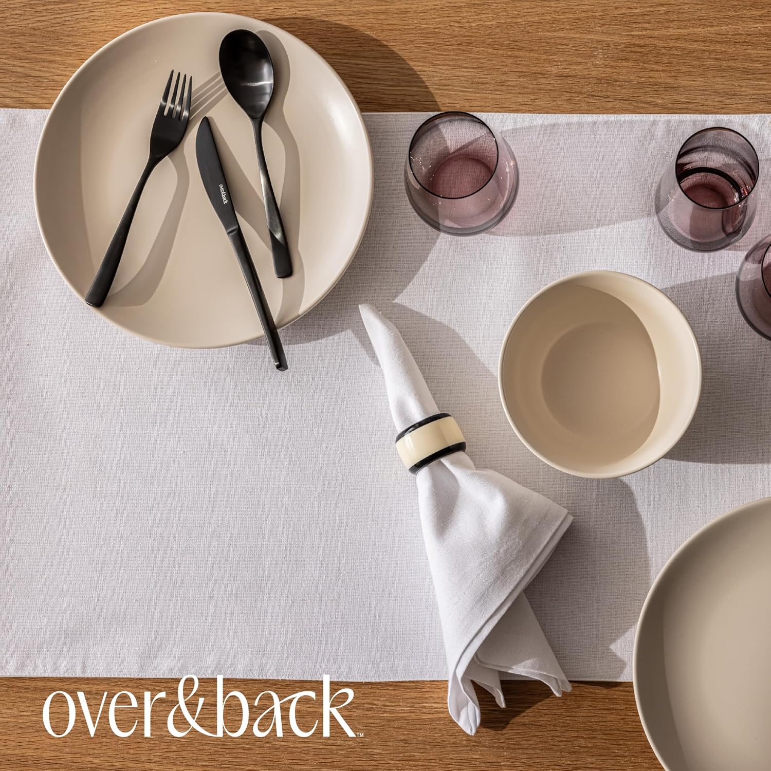 Over&Back 18x90 Woven Chambray Cotton Table Runner - Washable Table Runners for a Custom Home Decor Tablescape - Coffee Table, Dinner Table, Living Room - White