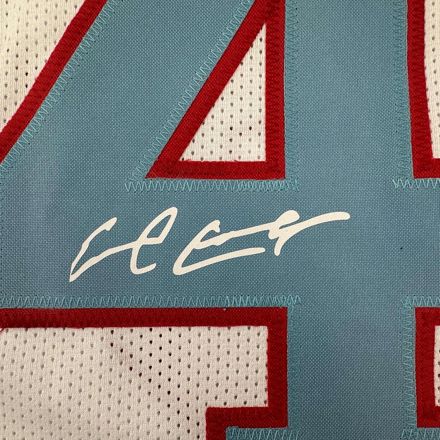Facsimile Autographed Earl Campbell Houston White Reprint Laser Auto Football Jersey Size Men's XL