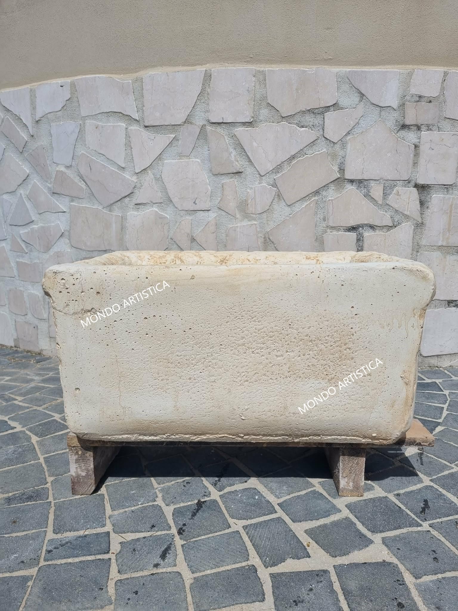 Lavandino Da Esterno In Cemento 60x37x30 Cm, Lavello Fontana da Giardino Artigianale, Resistente Alle Intemperie, Antigelo