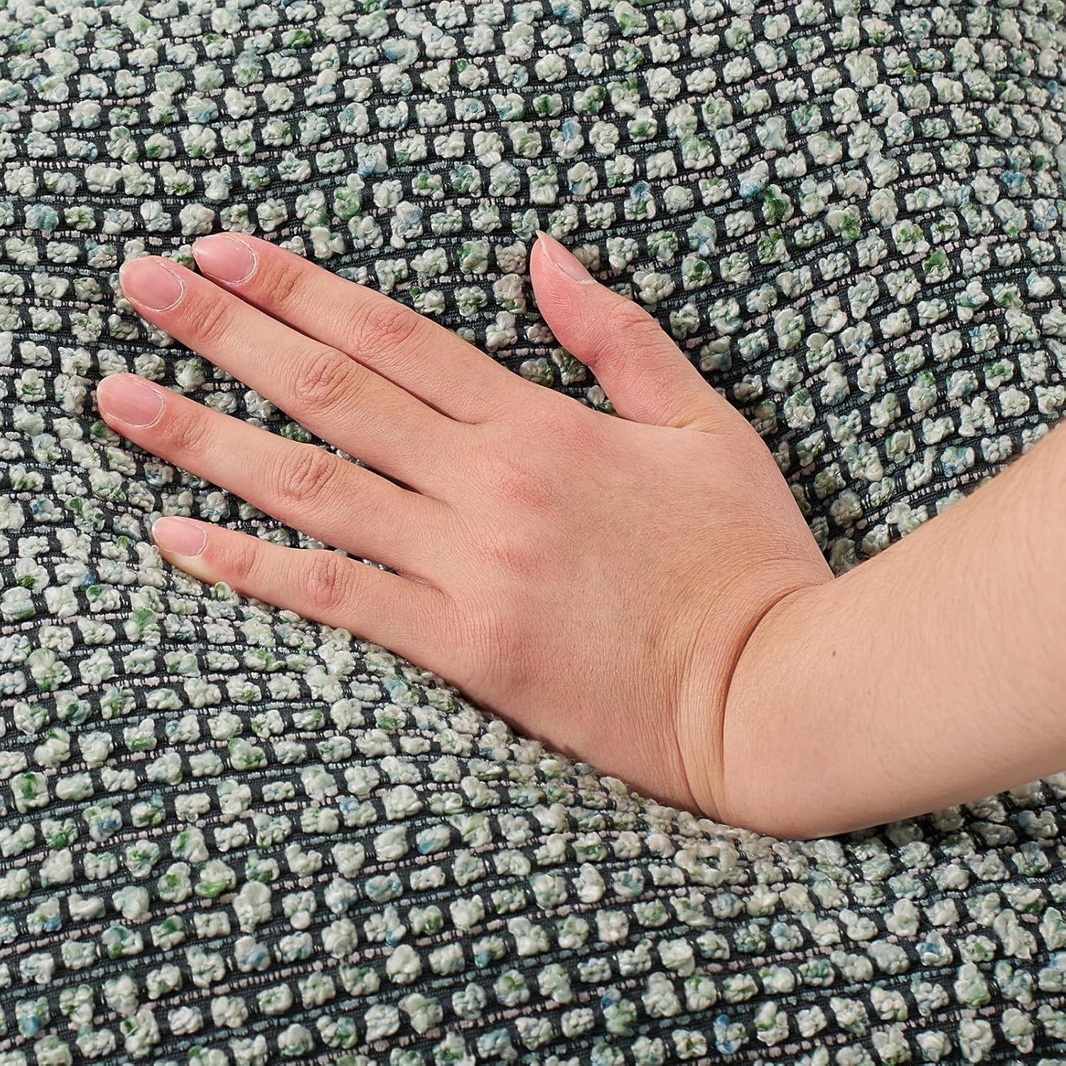 HEAVYWOOD Textured Boucle Pillow Covers 18x18 Set of 2 Striped Boho Farmhouse Throw Pillowcase Rustic Accent Square Couch Cushion Cover for Home Decor Bed Sofa Living Room (Green, 18x18) - Image 2