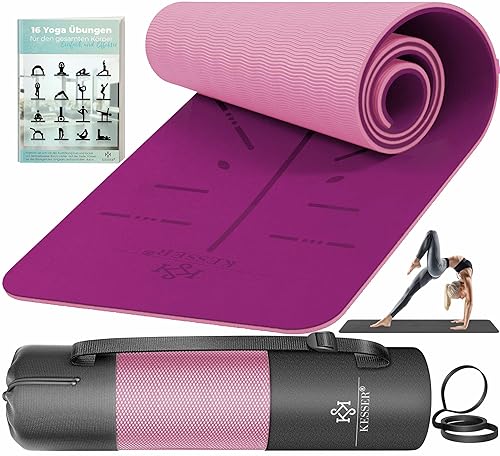 KESSER® Gymnastikmatte mit Tragegurt rutschfest TPE Yogamatte Gepolstert & rutschfest
