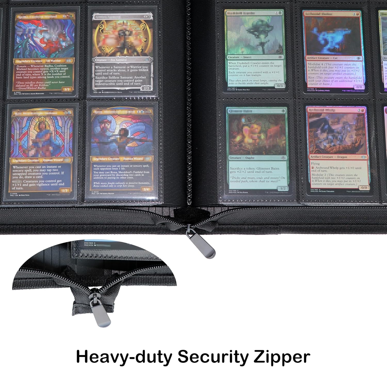 9-Pocket 828 Card Binder, Zip Trading Card Binder, 828 Double-Sided Pockets for MTG, Sports and TCG Cards