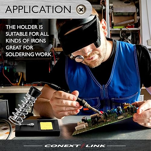 Miniatura 5 de Conext Link Soporte de hierro de soldadura Soporte de resorte Estación de soporte Pistola de soldadura Esponja de metal (87075)