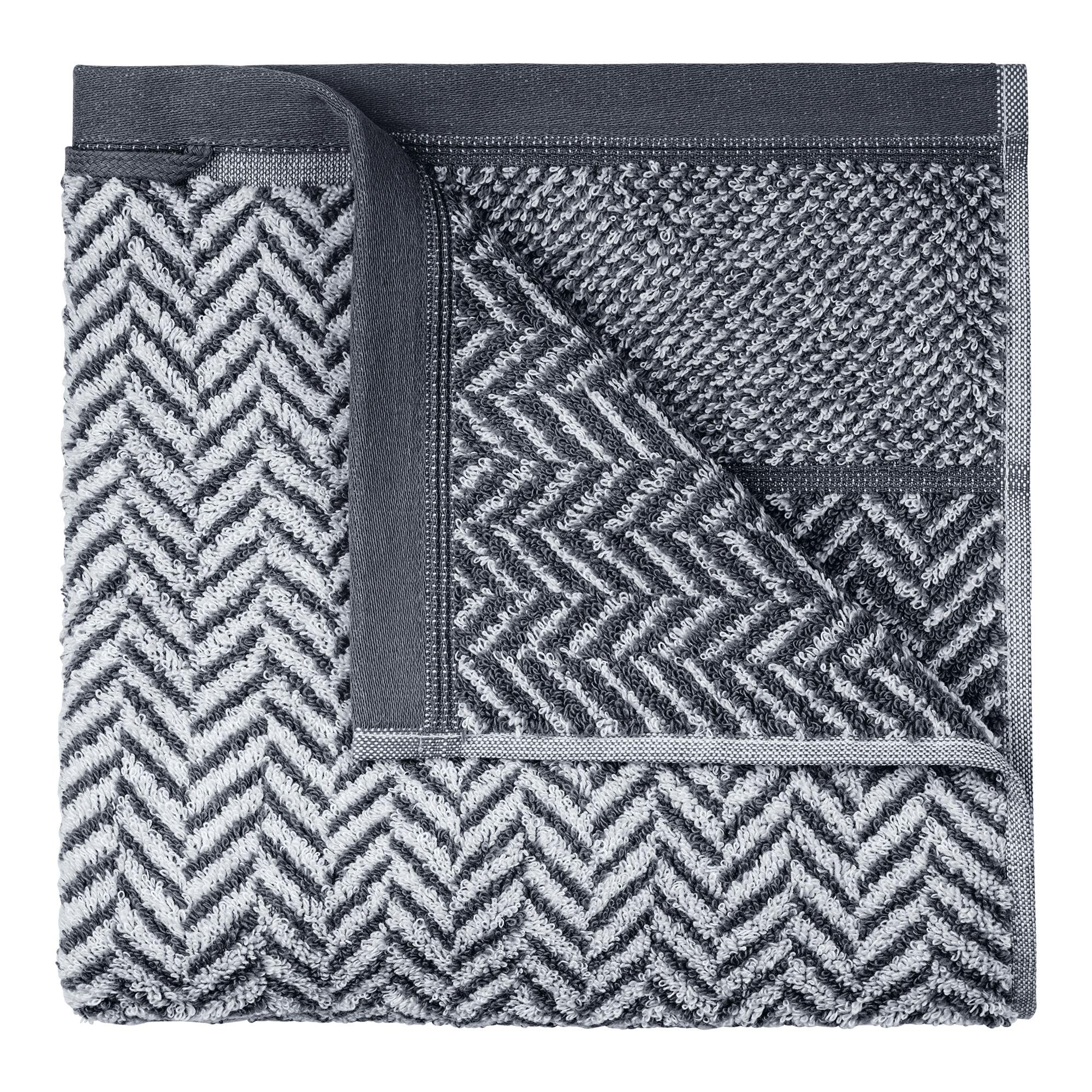 herzbach home Set Di Asciugamani Telo Bagno 100% Cotone 70x140 cm a disegni, antracite