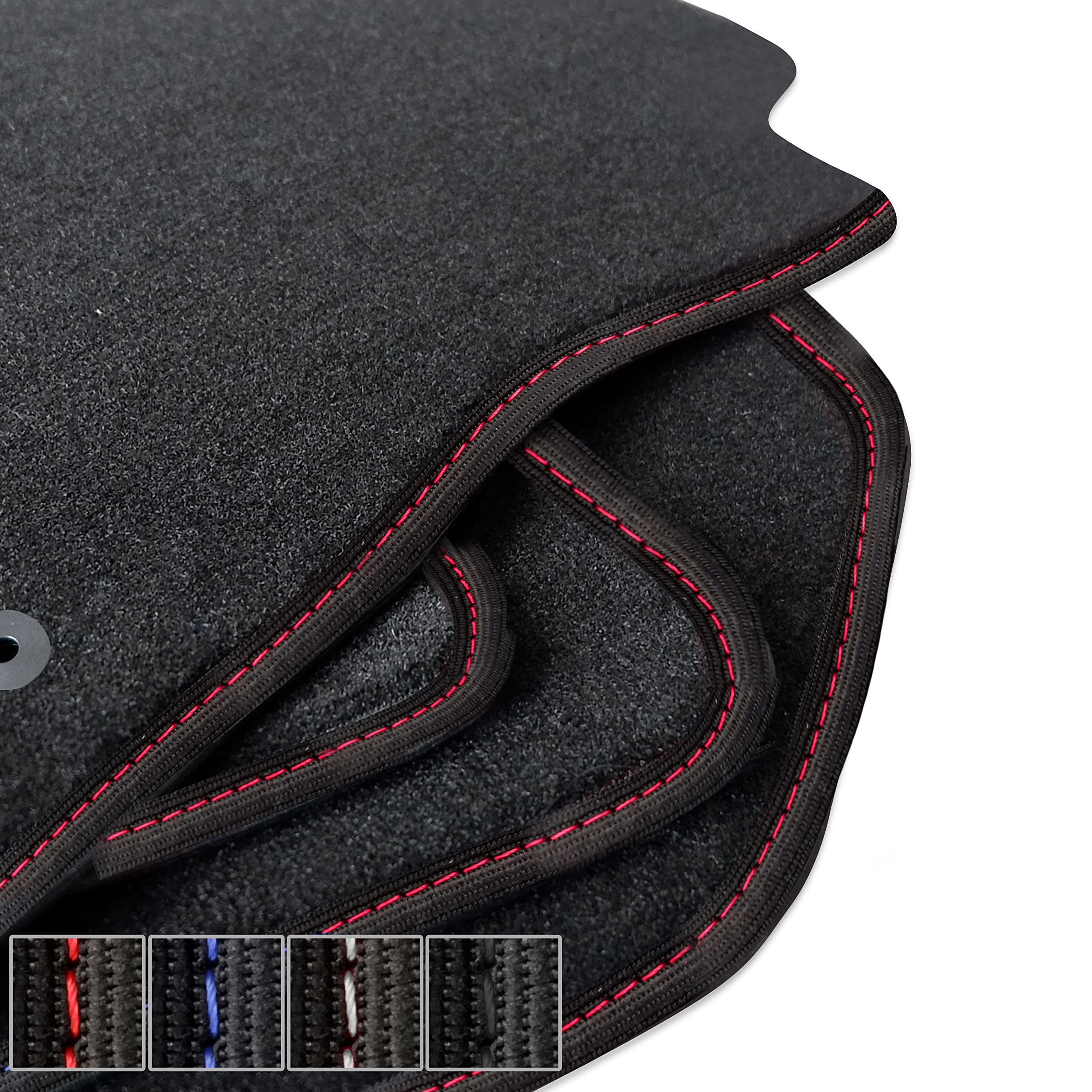 moto-MOLTICO Premium Auto Velours Autoteppiche Schwarz Automatten passend für Opel Adam 2012-2019, Corsa D 2006-2014 - Rote