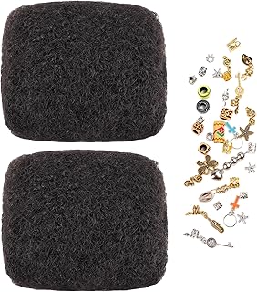 Orientfashion 2 Pieces/lot 30g/pack Tight Afro Kinky Bulk Hair 100 Human Hair For Dreadlocks,Twist Braids,Afro Human Hair For Black Women (8inch (pack of 2), Natural black)