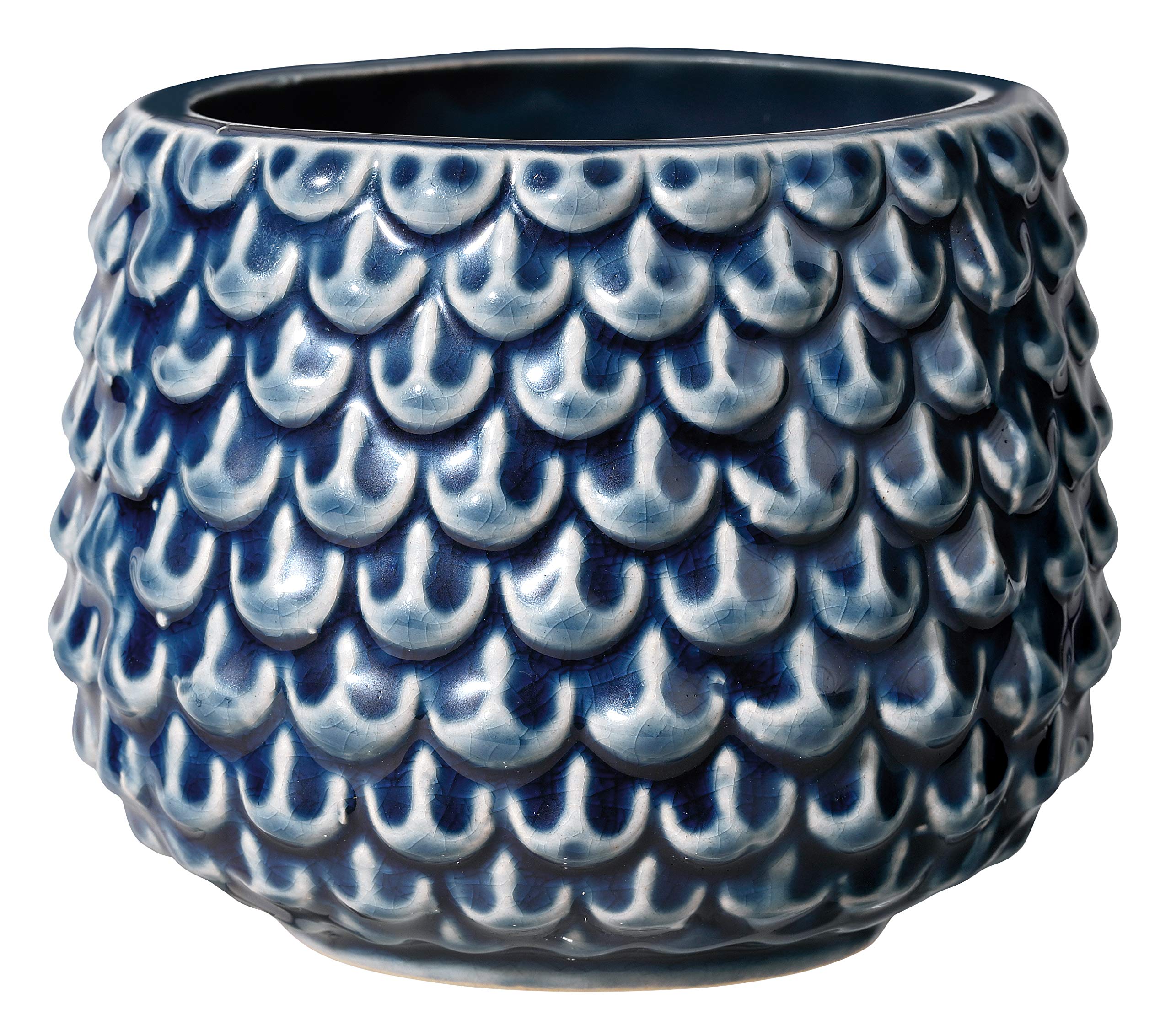 Bloomingville Petrol Blue Pinecone Flower Pot Decorative Flower Pots Indoor Creative Retro Style S (9.5 Cm Ø), Petroleum, Ceramic,