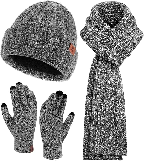 Womens Winter Warm Knit Beanie Hat Touchscreen Gloves Long Neck Scarf Se...