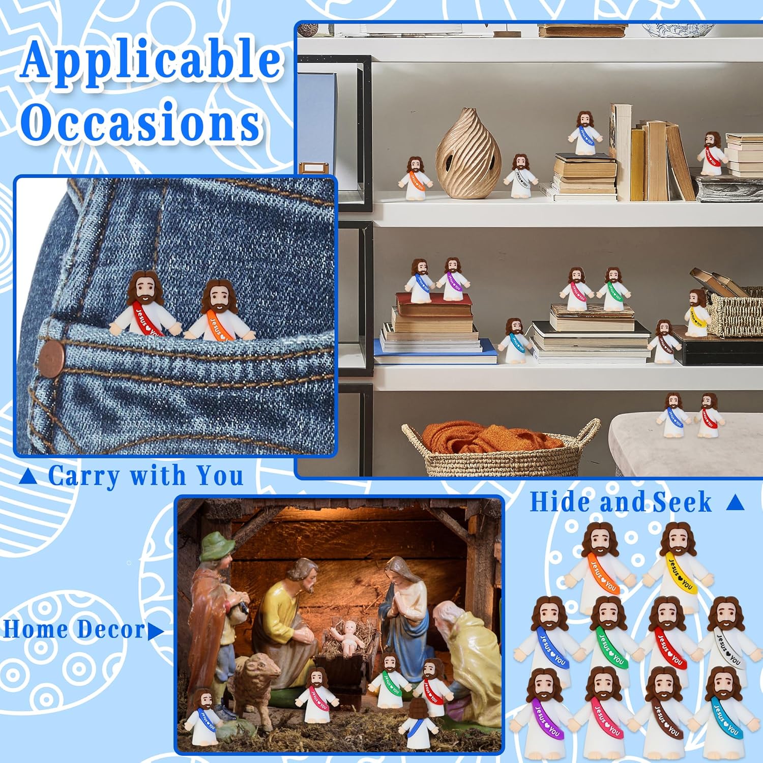 100 Pack Little Jesus Figures, Mini Jesus Figurines in Bulk Easter Jesus Loves You Tiny Christ Toys to Hide and Seek Sunday School Religious Party Favors Baby Jesu Baptism Gift for Easter Egg Stuffers - Image 5