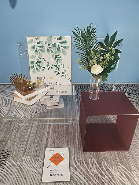 Amazon Com Set Of Clear Acrylic Coffee Table Acrylic Side Sofa Tea Corner Tables Colored Cube Tables Magazine Book Cube Racks Color 2 Kitchen Dining
