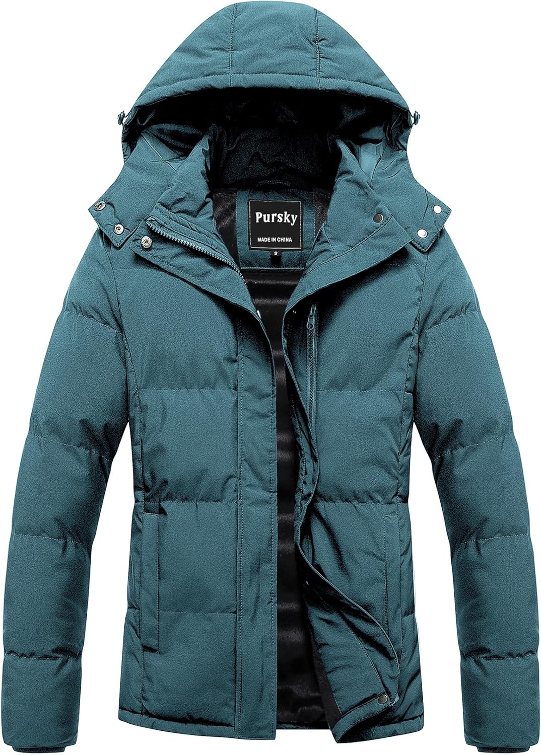 Pursky Women’s Warm Winter Thicken Coat Waterproof Cropped Jackets Parka With Removable Hood