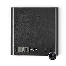 Salter 1066 BKDRAS15 Arc – bilancia da cucina digitale, massima precisione, pesa cucina, design sottile, display LCD, funzione Azzeramento e Aggiungi e pesa per pesare più ingredienti, nero