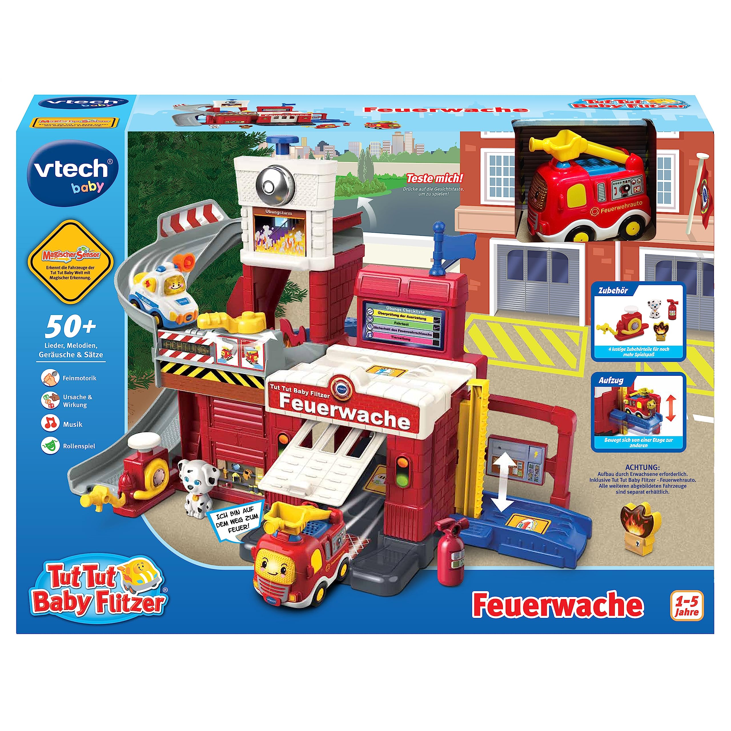 VTech TUT TUT Baby Flitzer Feuerwache - Spielset mit Feuerwehrauto