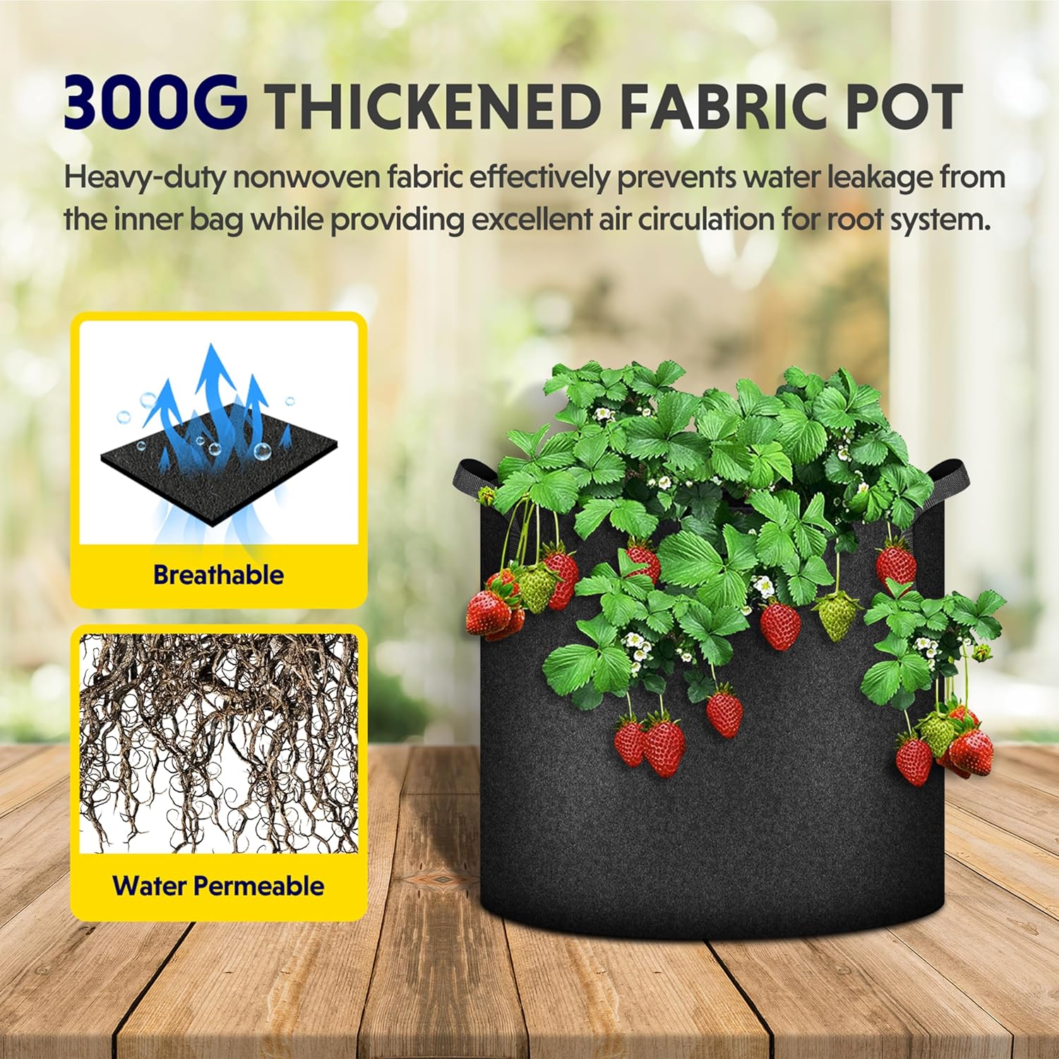 iPower 24-Pack 3 Gallon Grow Bags Heavy Duty Thickened Aeration Nonwoven Fabric Pots with Nylon Handles, for Planting Vegetables, Fruits, Flowers, Black