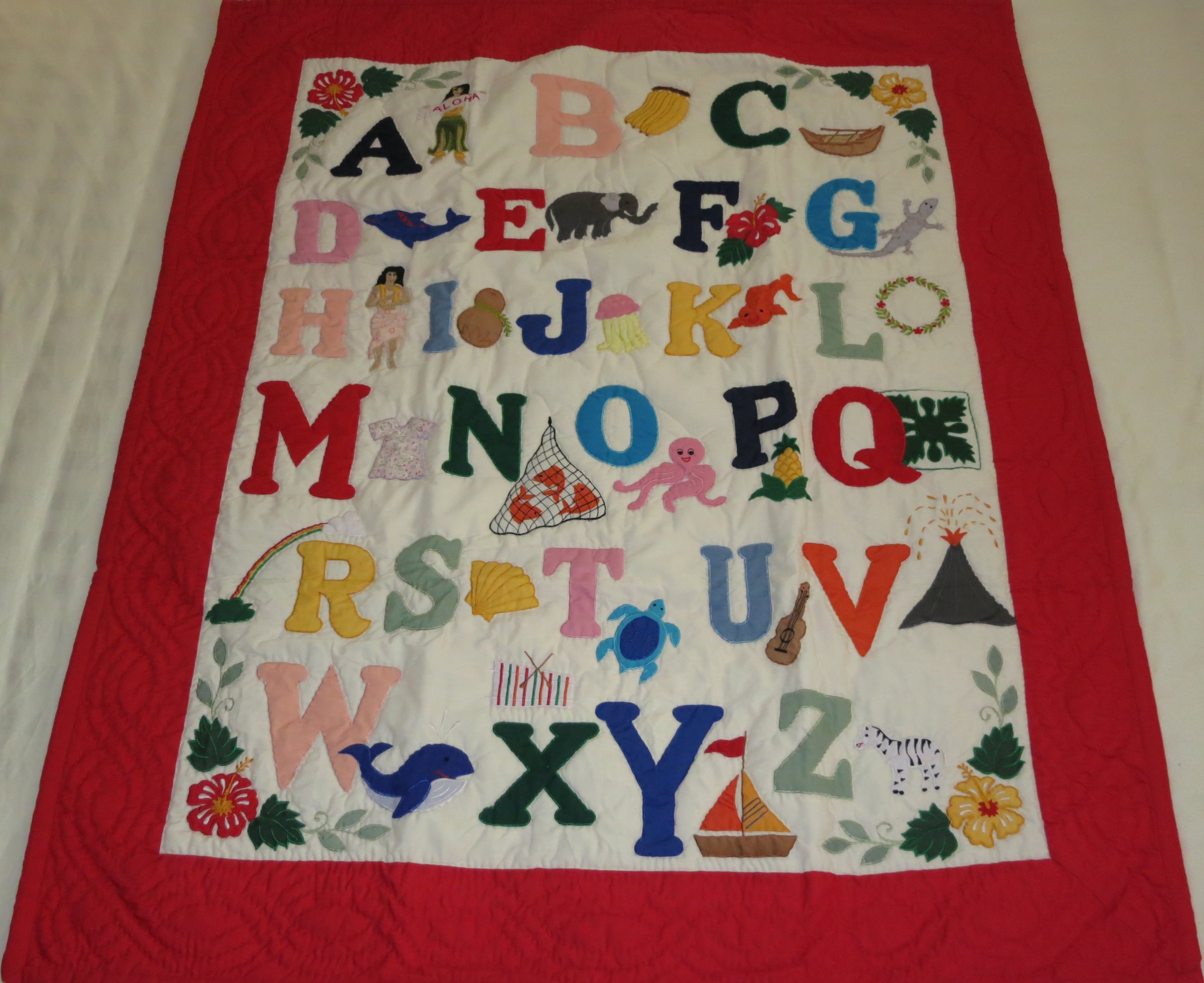 Hawaiian Quilt Shop Hawaiian Style Quilt Alphabet, Crib Baby Comforter Blanket Hand Quilted/Wall Hanging