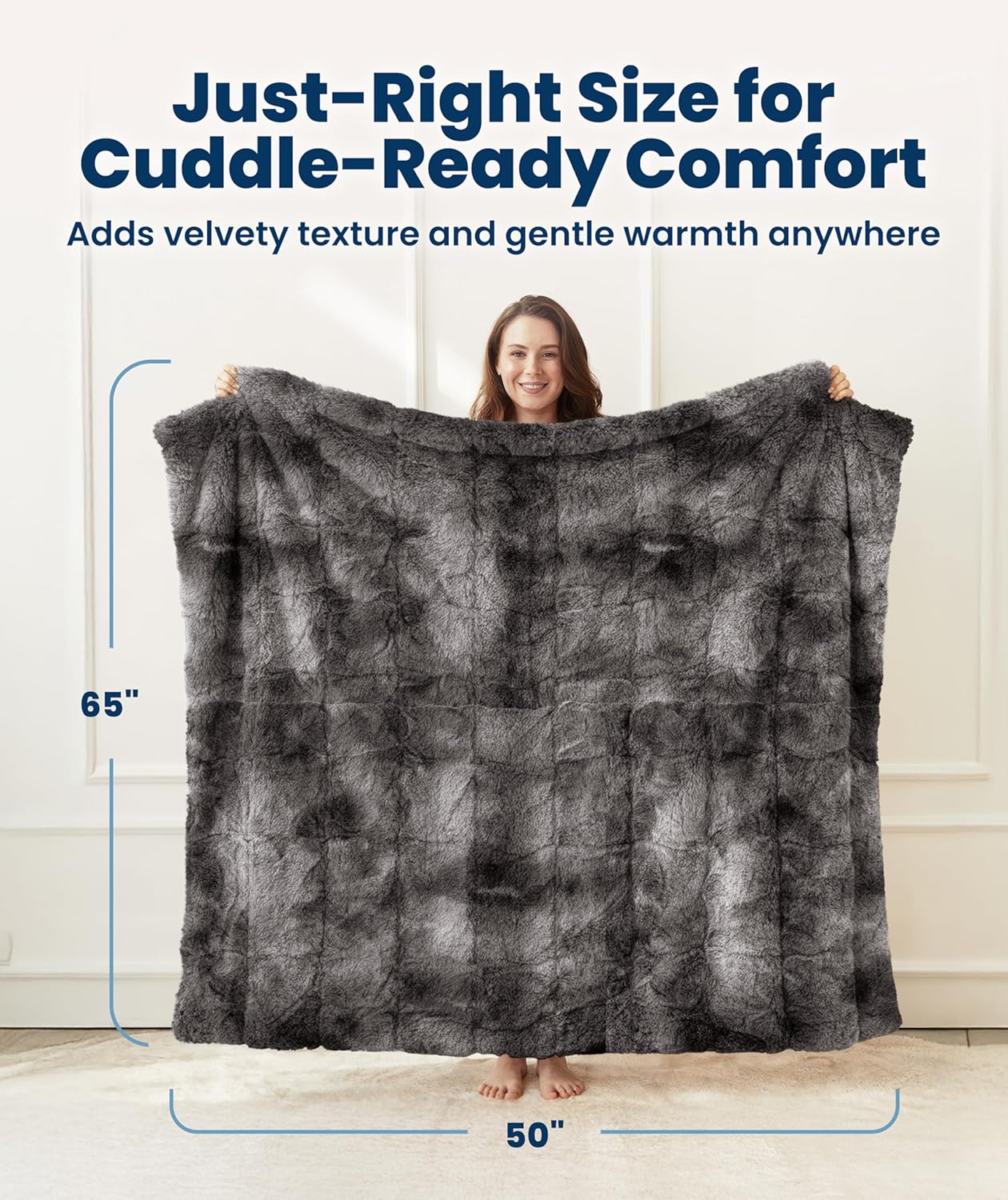 Everlasting Comfort Soft & Comfortable Gray Faux Fur Throw Blanket for Couch - (50"x65") Minky & Fluffy Fall Blankets & Throws, Plush Fuzzy Cover for Bed, Sofa & Living Room - Cozy Home Decor - Image 5