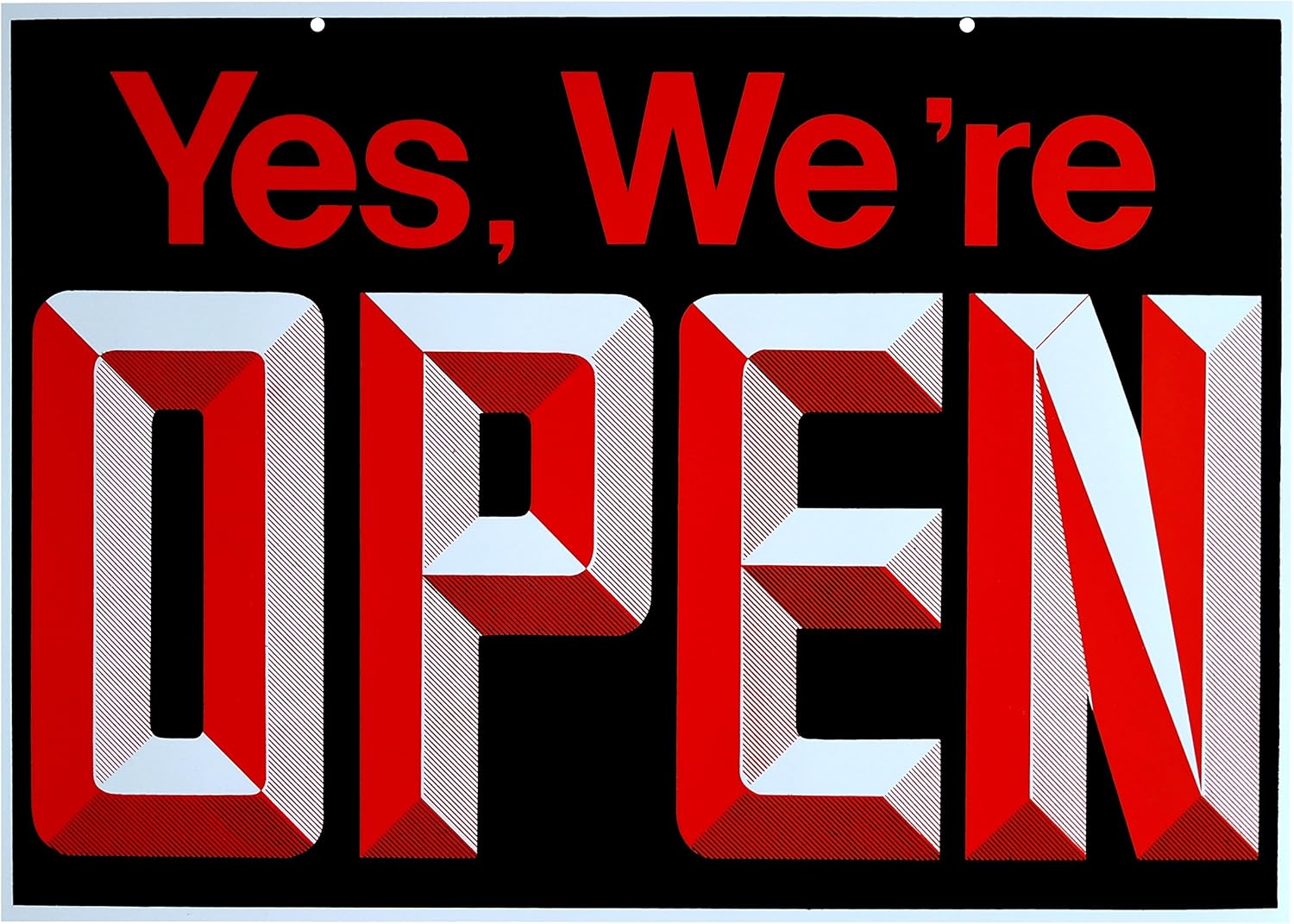 Open - Closed Big Double Sided Reversible Sign Hanging Display 19 x 13 Business Store Shop Door Window Sign Yes, we are Open- Closed Please come Again Durable Plastic Red-Black-White