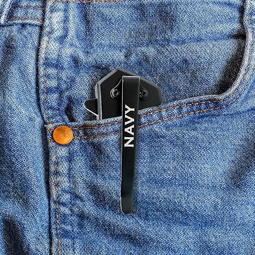 Miniatura 4 de Navaja plegable azul marino Elite Black Stealth - Cuchillo USN Rescue - Gran regalo para el marinero en tu vida