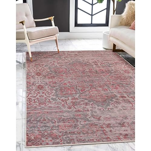 SUPERIOR Indoor Large Area Rug, Non-Slip Backing for Kids or Pets, Entry, Living Room, Kitchen, Dorm, Bedroom, Hallway, Machine Washable, Floor Cover, Boho Rustic, Manakin Collection, 10' x 14', Teal
