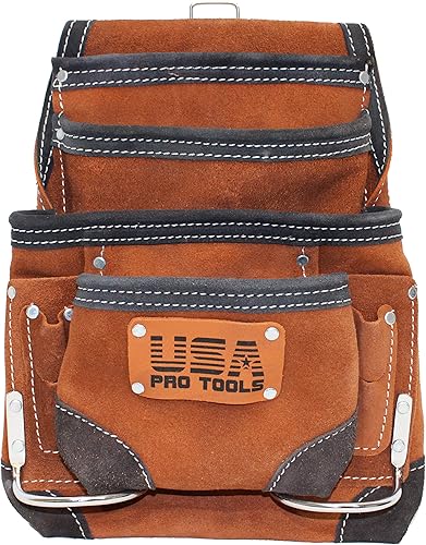 Miniatura 7 de Bolsa de herramientas de gamuza  Bolsa de herramientas de cuero de 10 bolsillos  Bolsa para uñas y herramientas de carpinteros