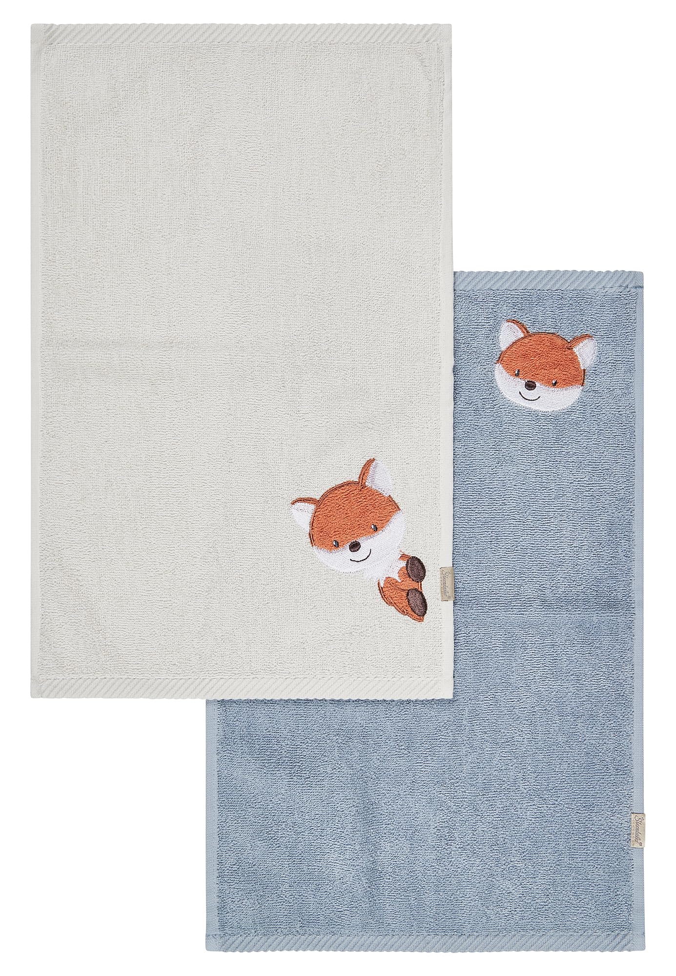 Sterntaler Multipack Frottee Fuchs Filou Set, Kapuzenbadetuch 100x100 cm, 2 Kinderhandtücher und 2 Waschlappen, saugfähige Baumwolle, weich & hautfreundlich, graublau