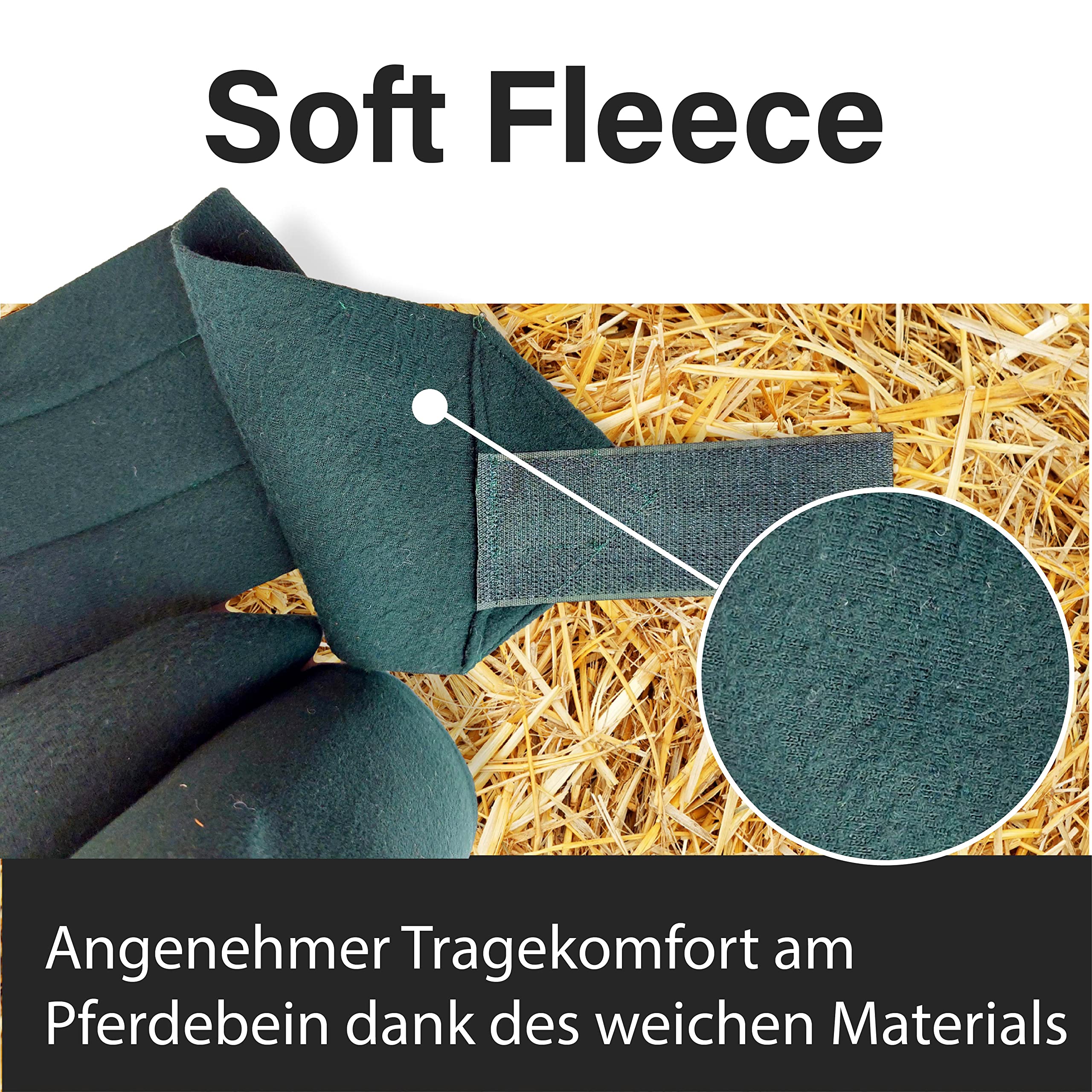 Vendas para caballo de forro polar con cierre – vendajes de forro polar caballo en juego de 4 unidades con práctica bolsa de almacenamiento (sangre caliente (Full), verde oscuro)
