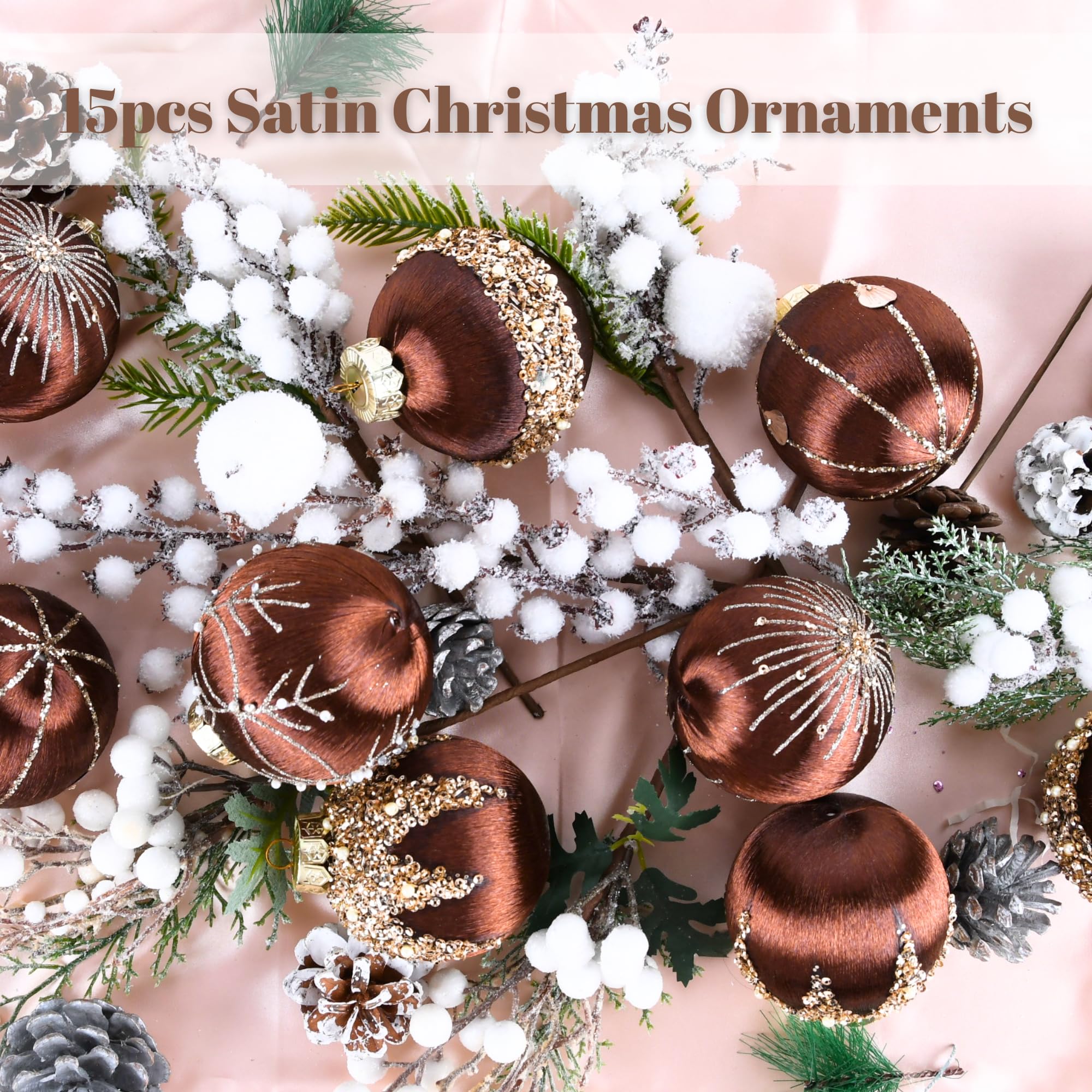 Lot De 15 Boules De Noël En Velours Boules De Noël Floquées En Suspene