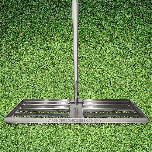 Varomorus Herramienta de nivel de césped de acero inoxidable con mango para césped y campo de golf (30 pulgadas)