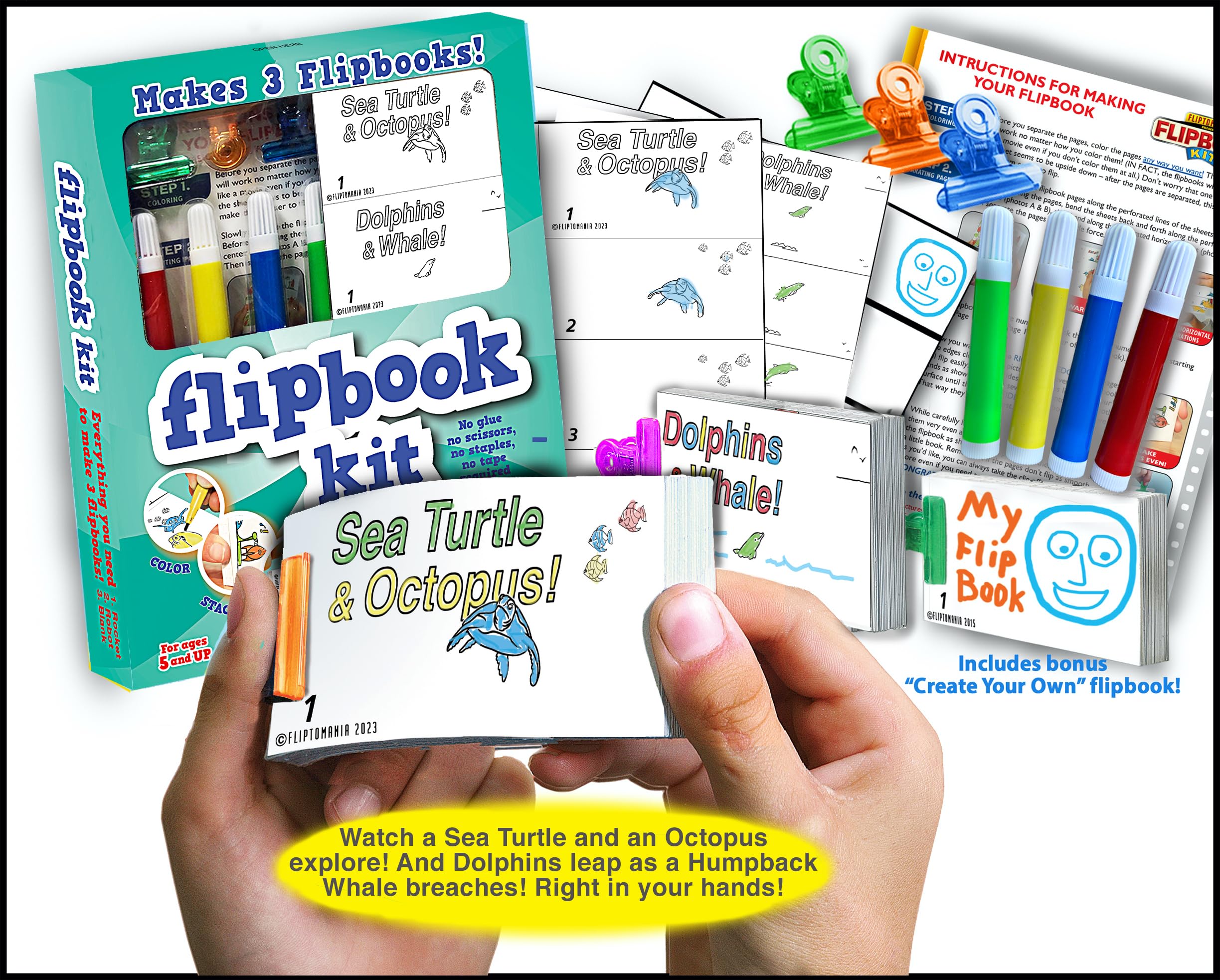  Fliptomania Make Your Own Flipbook Kit: Basketball and Soccer -  Paper Stop Motion Animation Kit : Creative Flip Book Kit for Kids 6-12 and  Creative Animation Artists : Toys & Games