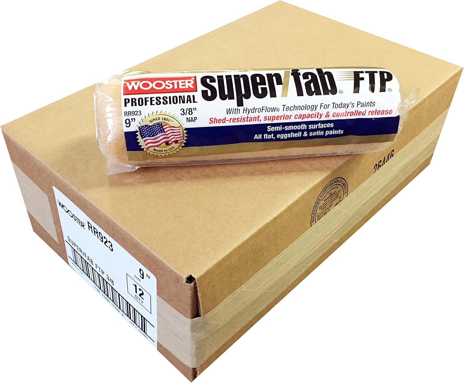 Wooster Brush RR923 9 inch Super/Fab FTP 3/8 inch Nap Roller Cover - Pack of 12