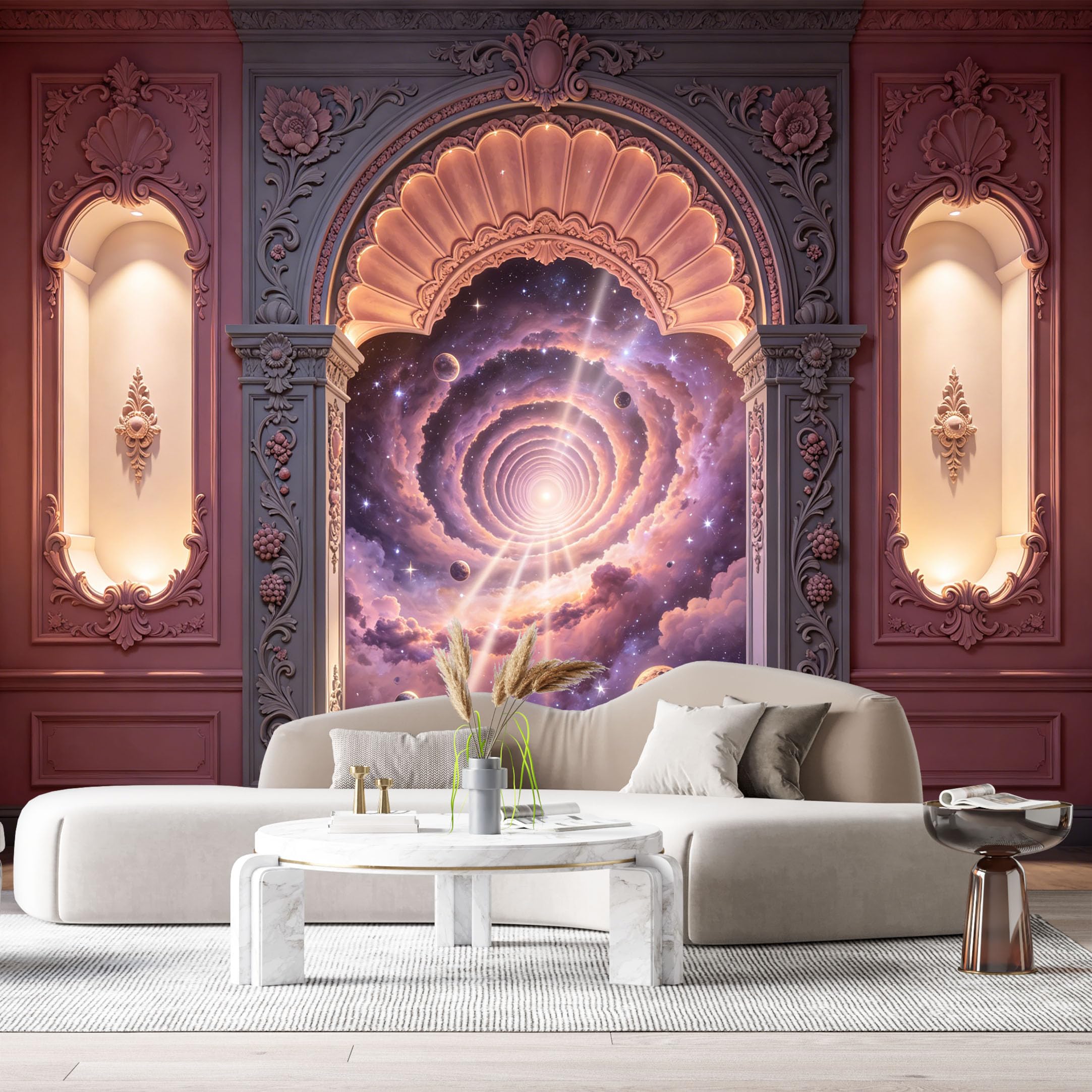 Custom Size Wall Murals Neoclassical Cosmic Galaxy Nebula 3D Trompe L'Oeil SelfAdhesiveWall Fabric Removable Wallpaper Wall Decor for Living Room Bedroom Bathroom