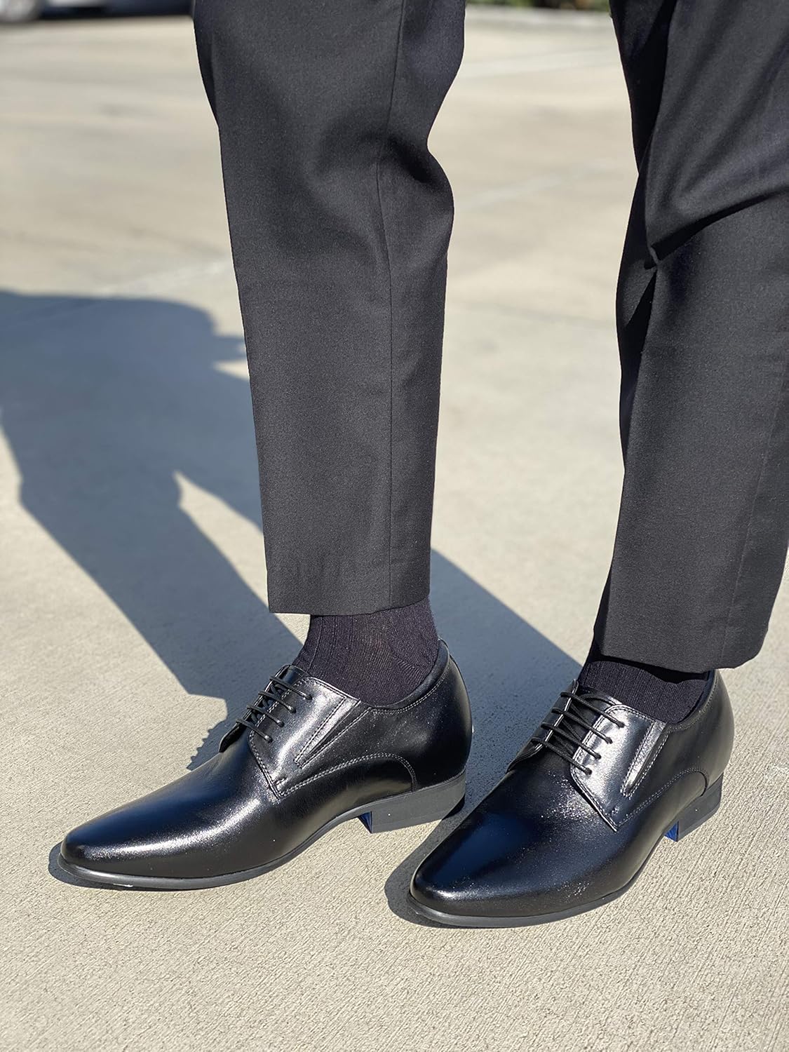 CALTO Men's Invisible Height Increasing Elevator Shoes - Black Premium Leather Lace-up Formal Derby Oxfords - 3 Inches Taller - Y5051 - Size 12 D(M) US - Image 2