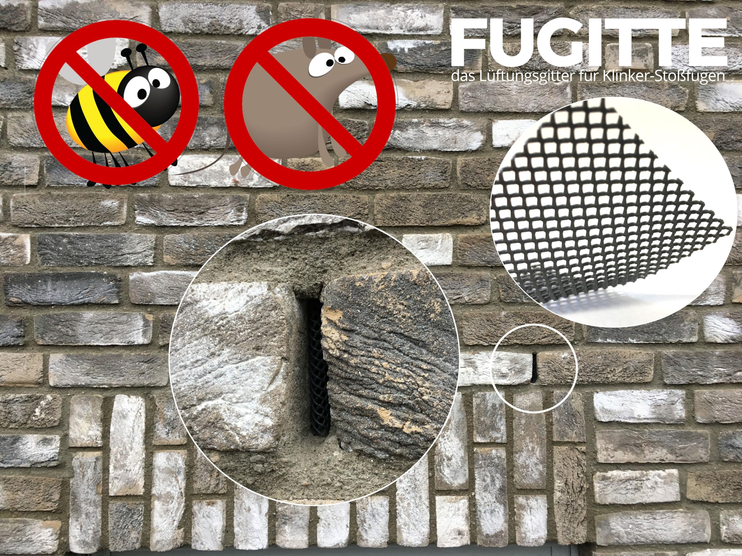 Griglia per fughe (200 pezzi) da utilizzare come sistema di ventilazione per fughe e come protezione per le connessure del clinker da api, vespe o topi (da installare a lavori ultimati)