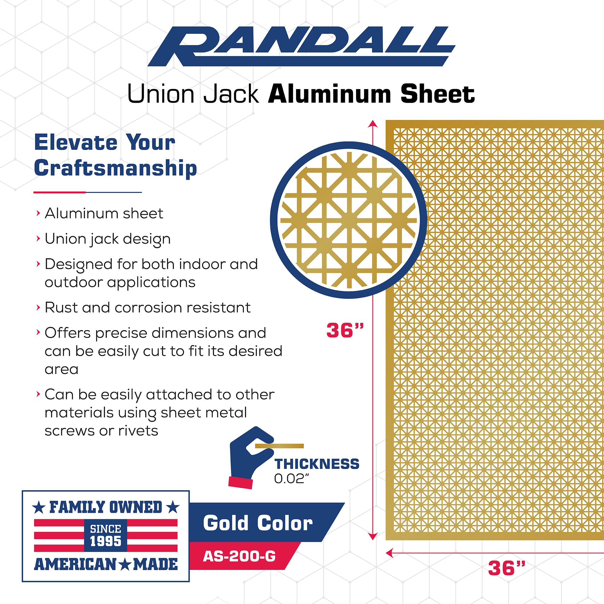 Union Jack Peforated Sheet (3' x 3', Powder Coated Dark Gold, 1 Sheet)