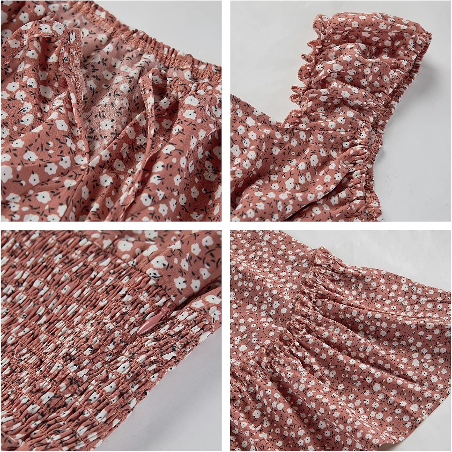 YOBECHO Womens Summer Sexy Sweetheart Collar Printed Ruffle Mini Dress - Image 4