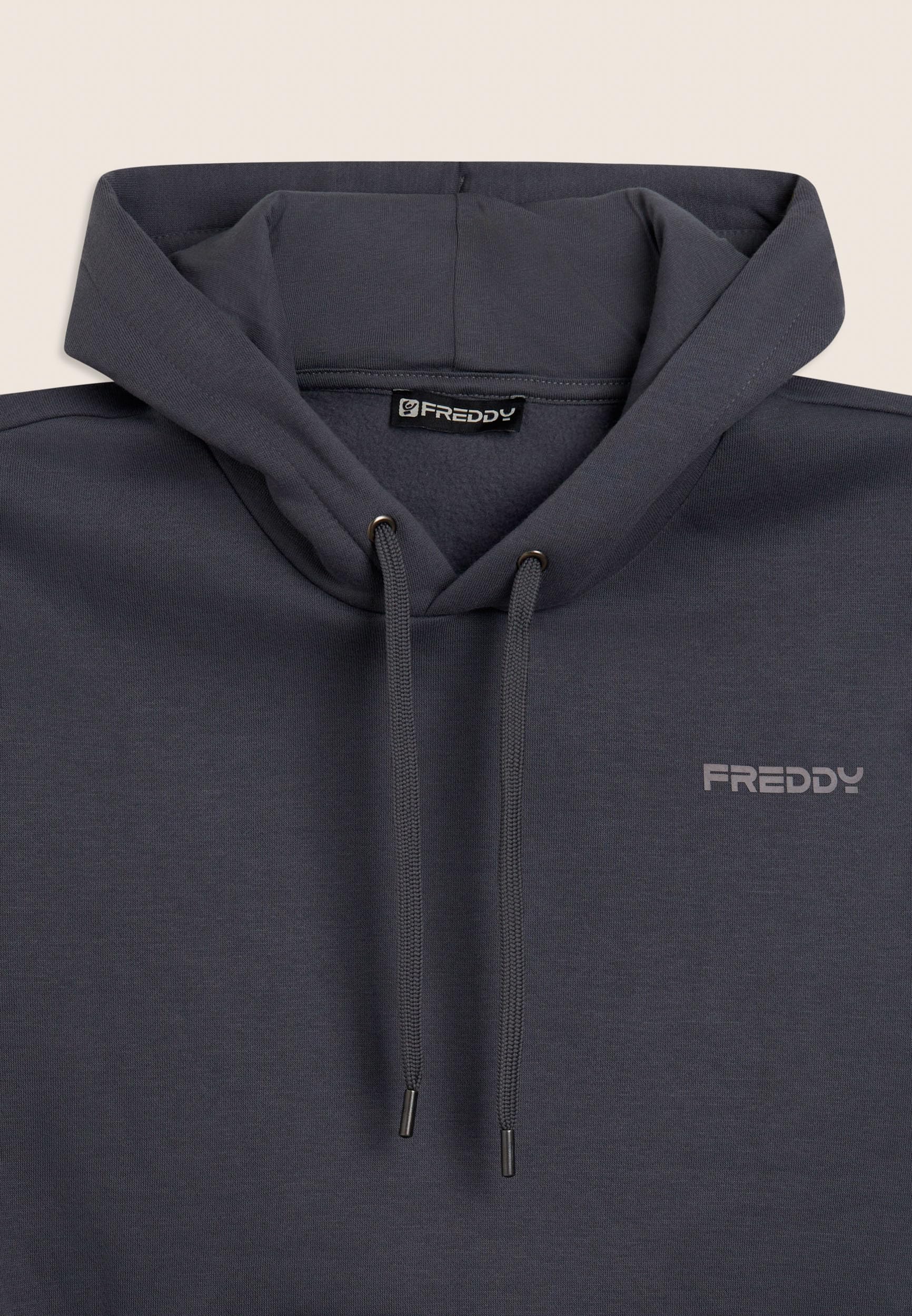 FREDDY - Tuta Uomo Felpa Garzata Con Cappuccio E Tasca A Marsupio, 100% Cotone