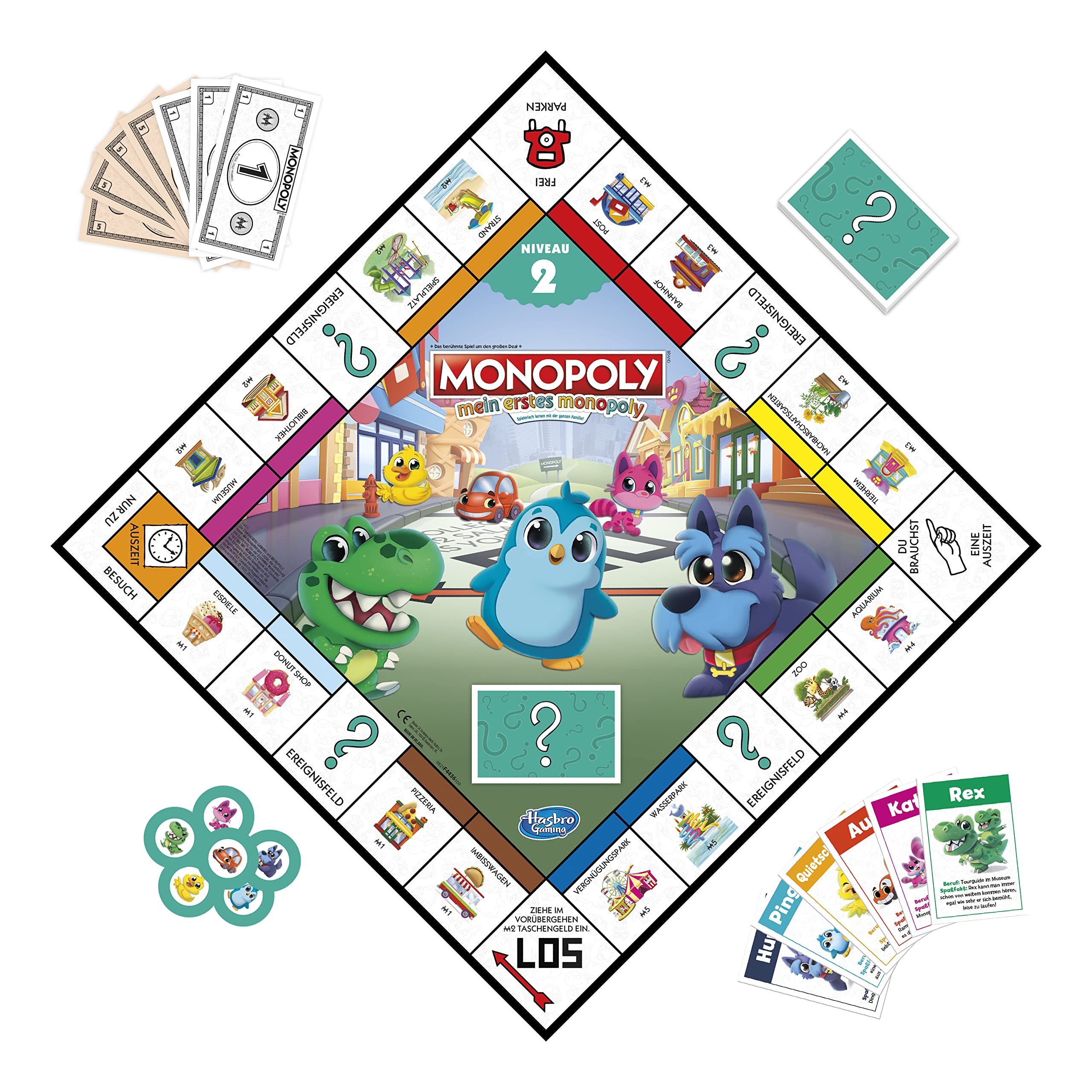 Hasbro Mein erstes Monopoly, Brettspiel für Kinder ab 4 Jahren, doppelseitiger Spielplan, Spielerisch Lernen mit der ganzen Familie