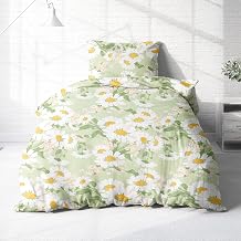 Träumschön Premium Bed Linen 155 x 220 cm + 80 x 80 cm - Daisies Design Bright - Summer Cotton Bed Linen - Soft, Breathable and Skin-Friendly - Non-Iron