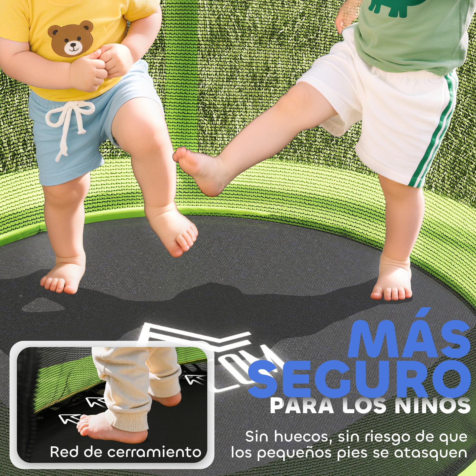 HOMCOM Cama Elástica Infantil Ø140x190 cm Trampolín para Niños de 3-6 Años con Red de Seguridad Carga 45 kg para Interior